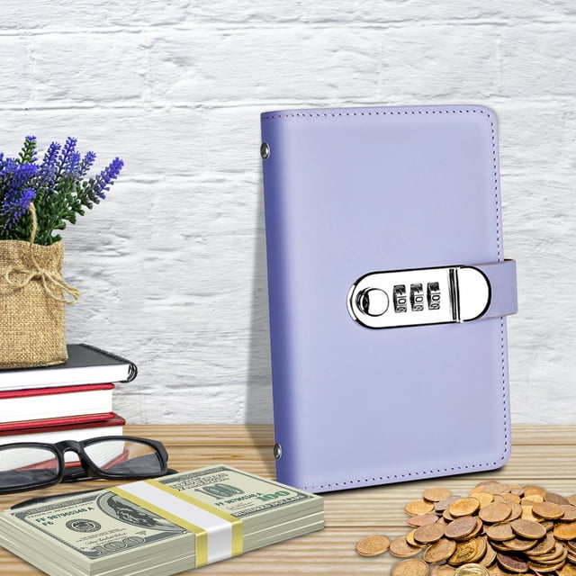 Carpeta con 100 sobres, Cuaderno Ahorrador de Efectivo, 50 Páginas, Apto para 100 Billetes, Púrpura