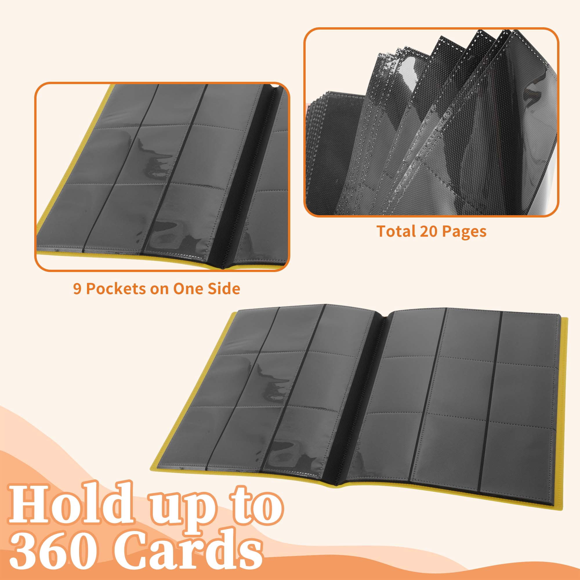 Unique Bargains Card Binder with 9 Pockets and 20 Pages ["Yellow"]