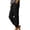 Black, variant on Women's Linen Pants with Pockets Side Lace Trim Trendy Beach Vacation Casual Trousers Elastic Bottom (XL, Light Blue)