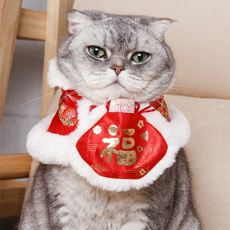 Cat Tang Suit Festive Cloak Warm Collars With Red Envelope Autumn Winter Chinese Style New Year Clothes Soft Comfortable Scarf For Dogs
