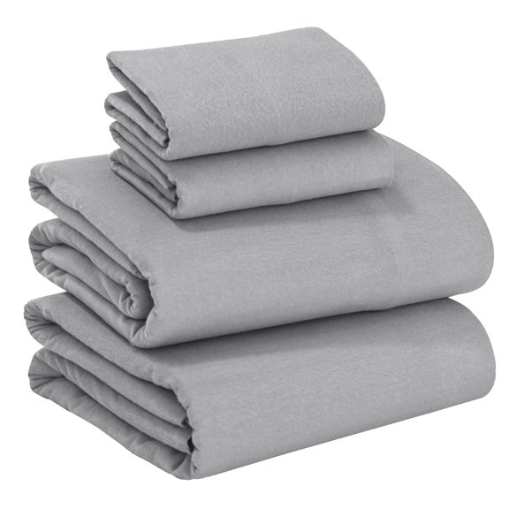 RUVANTI 100% Cotton Flannel Sheets Twin XL Size - 3 Piece Warm, Soft & Breathable, Deep Pocket, Double Brushed Cozy All Season Bedding Set, Light Gray