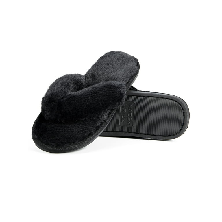 LELINTA Cozy House Slippers for Women Non Slip Indoor House Spa Thong  Slipper Memory Foam Slide Shoes Slipper, Black/Gray/Pink