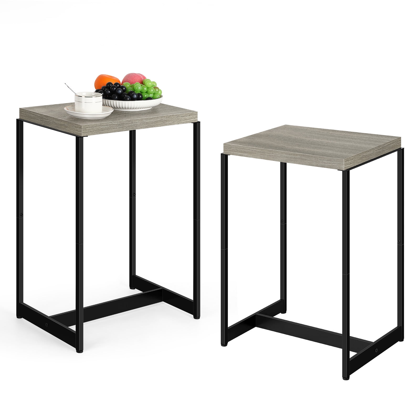 Oumilen Adult Modern Set of 2 Nightstands Narrow Side Table End Table, Gray