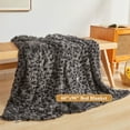 thumbnail image 2 of XeGe Luxury Faux Fur Leopard Print Blanket, Soft Cheetah Print Fluffy Bed Throw, Shaggy Plush Decorative Couch Blanket, Furry Animal Print Fuzzy Throw for Sofa Bed Couch, Light Grey, 60x90, 2 of 6