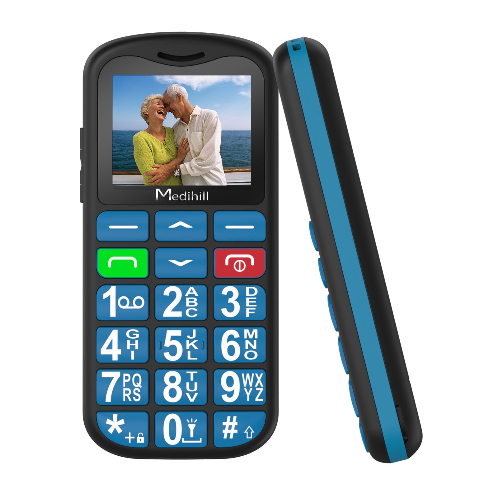 Big Button Mobile Phone SOS for Elderly Senior Cell Phone (Blue) - Medihill