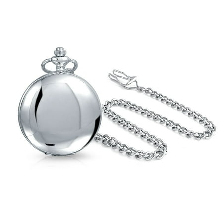 - Round Engravable Roman Numeral White Dial Mens Pocket Watch High Polish Gold Plated Alloy With Chain