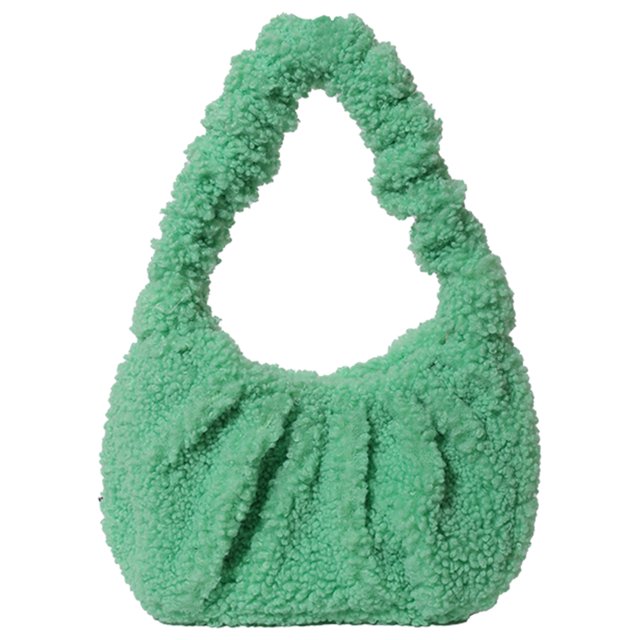 Lindo Mini Bolso Piel Sintética Mano Peludo Lana Cordero para Mujer Dama