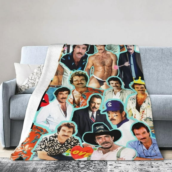 Blanket Tom Selleck Soft and Comfortable Warm Fleece Blanket for Sofa,Office Bed car Camp Couch Cozy Plush Throw Blankets Beach Blankets