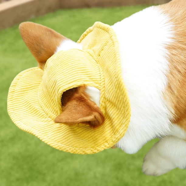 Sombrero para el sol para cachorros, lindo sombrero de cubo para mascotas con orificios para las orejas, protección solar, sombrero para perros, gorra XL Amarillo