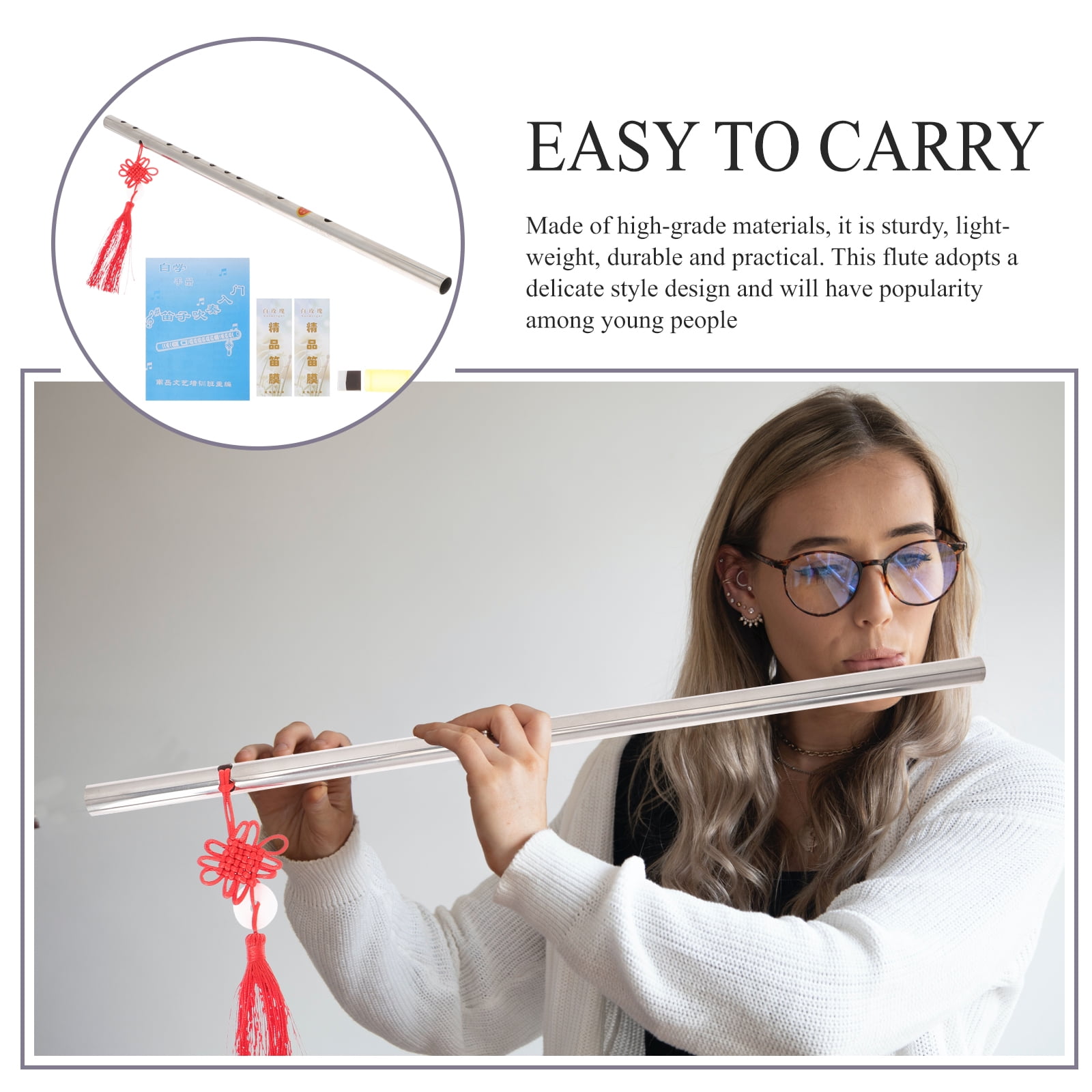 4 Sets Clarinet Fife Glossy Flute Flute Instrument Child 50x1.7cm