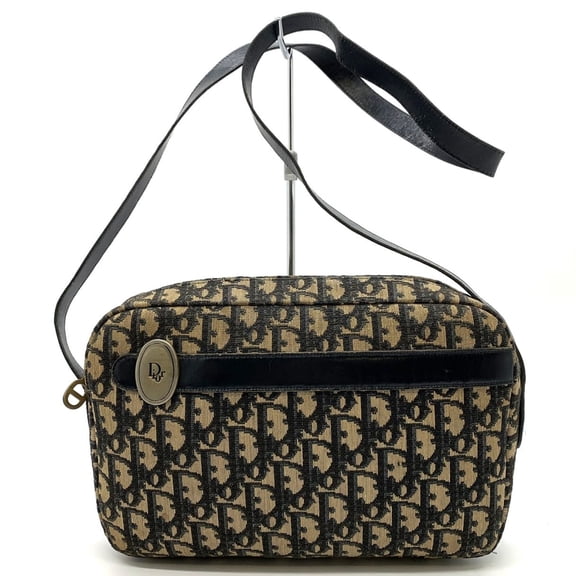 Pre-Owned Christian Dior Trotter Shoulder Bag, Canvas, Brown, Women's