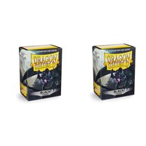 2 Packs Dragon Shield Classic Black Standard Size 100 ct Card Sleeves Individual Pack