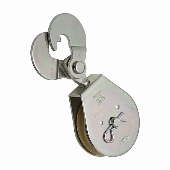 National Hardware N229-013 Pulley, Single, Scissor Hook, 0.76 in Dia Eye, 1/2 in Rope, 650 lb Working Load, 3 in Sheave