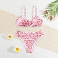 thumbnail image 2 of Godom Girls' 2 Piece Floral Print Knot Front Ruched Triangle Bikini Swimsuit,Red, 2 of 6