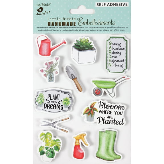 Little Birdie Handmade Embellishments 11/Pkg-Planting Dreams