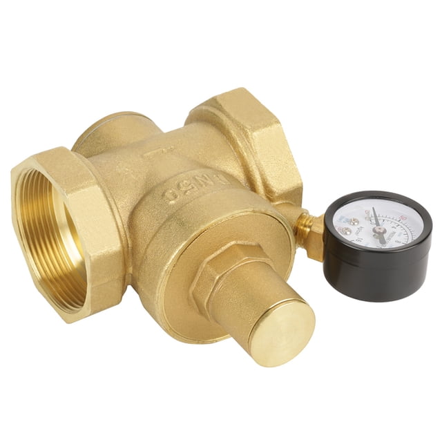 Válvula reductora de presión 16Mpa BSP DN50 Válvula reductora de presión de agua de latón de ajuste duradero con flujo de manómetro ajustable para equipos de agua del grifo ANGGREK Otros