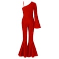 thumbnail image 4 of vastwit Kids Girls One Shoulder Flared Jumpsuit with Sequins Fancy Romper Disco Dance Party Outfit Red 12, 4 of 6