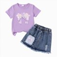 thumbnail image 4 of Kid Girls Clothes Outfits Bowknot T-Shirt Denim Short Skort Summer Clothing Set 5-6 Years, 4 of 4