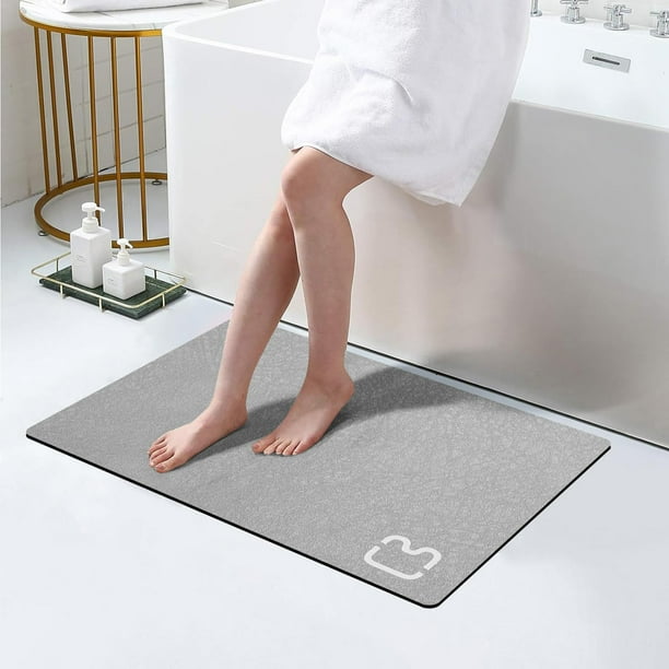 Alfombra de baño RUERYA Diatomaceous Earth, superabsorbente, gris
