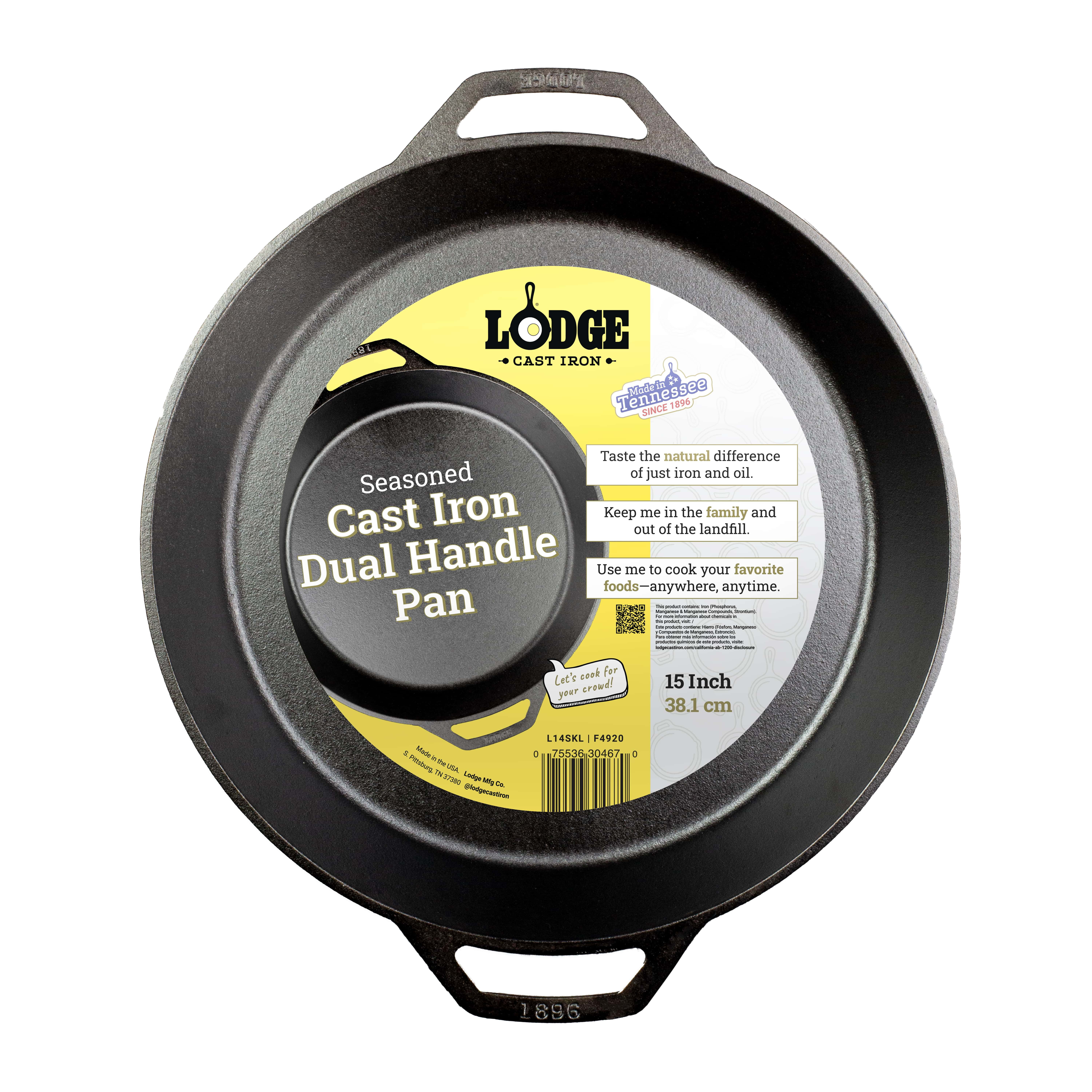 Lodge 15" Dual Handle Cast Iron Seasoned Pan
