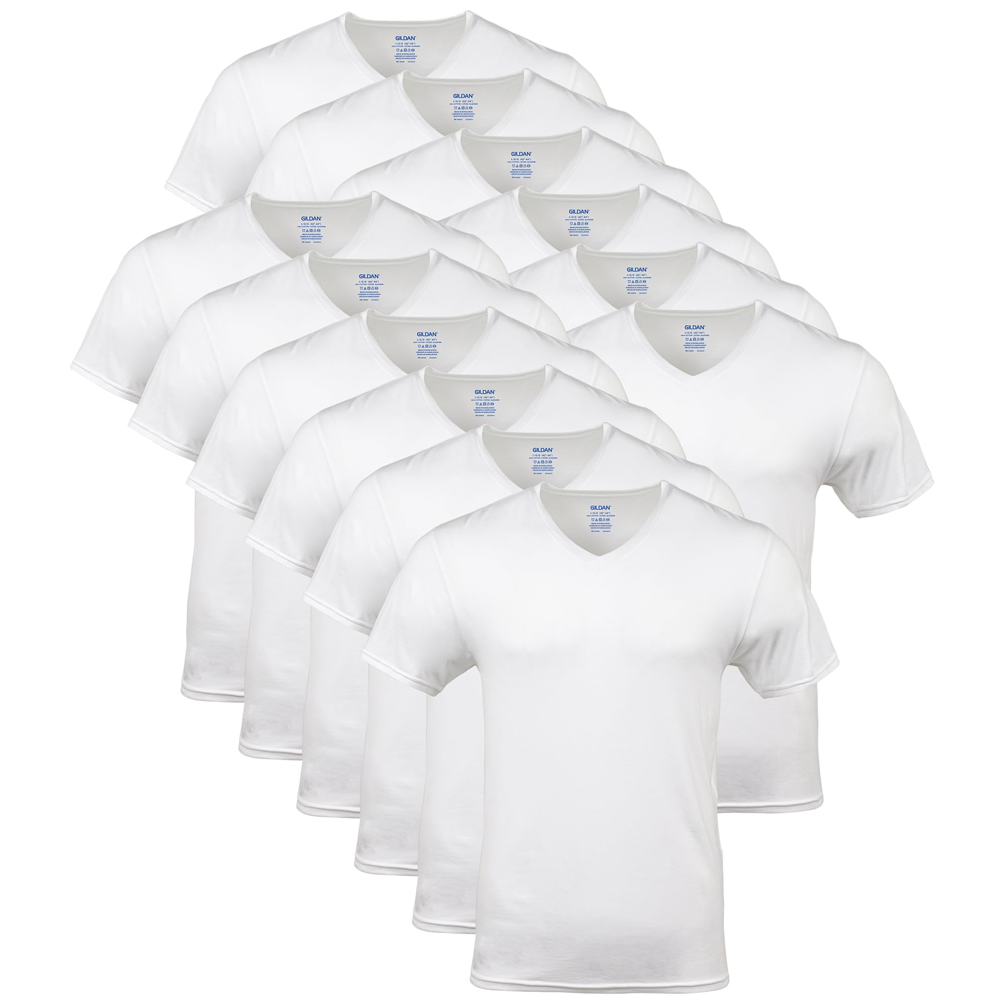 Gildan Men's V-Neck T-Shirt, 12-Pack, White photo 1