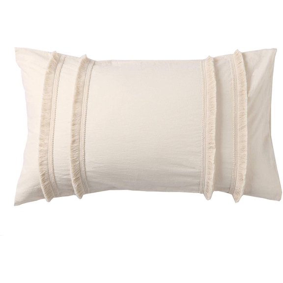 Flber US Fringed Sham Set Boho Cotton Pillow Covers,18.9in x29.1in,Set of 2