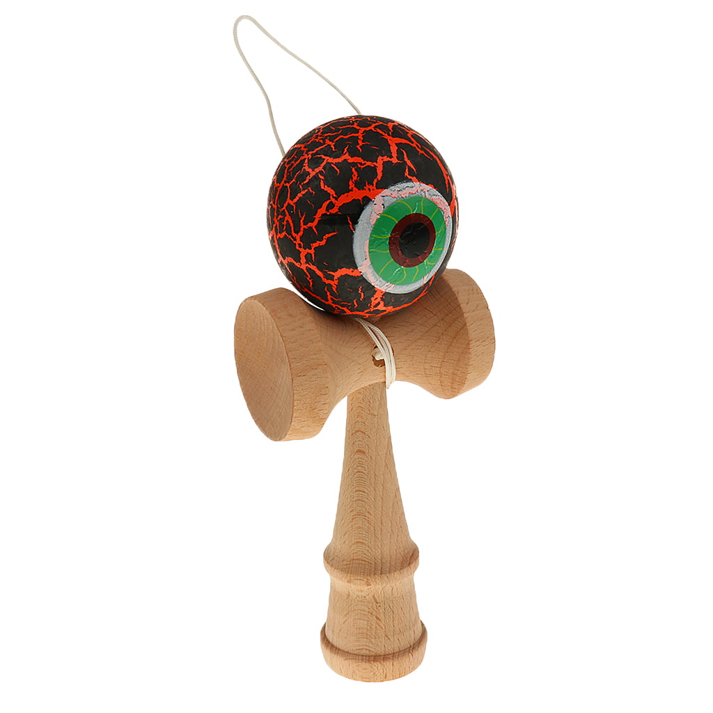 Wooden Eyeball Crackle Paint Kendama Kids/Children Skill Ball Game Toy#A 