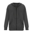 thumbnail image 3 of ZSQDM Athletic Zip Up Hoodie Oversized Sweatshirts For Women Cropped Zipper Hoodies Cute Outfits Full Zip Fall Winter 2025 Trendy Clothes Dark Gray Women'S Polyester Hoodie (L), 3 of 4