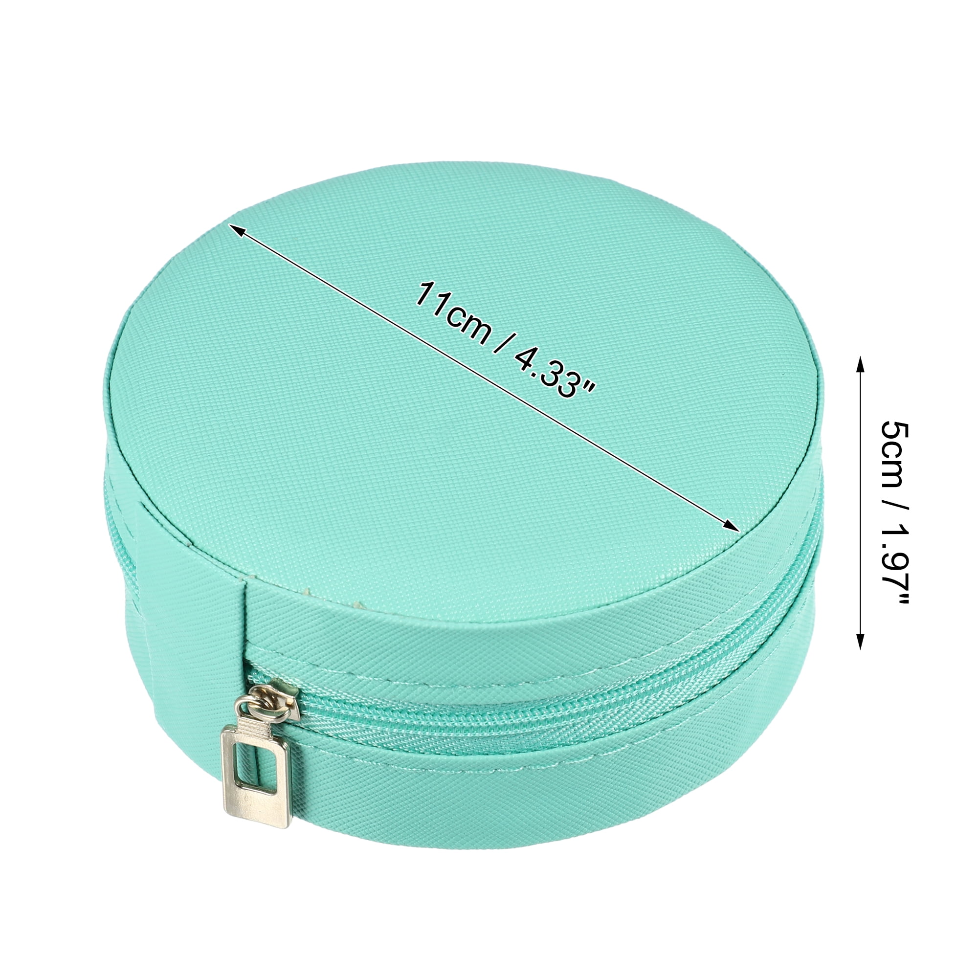 Unique Bargains 1pc Portable Round Jewelry Box for Travel Green