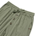 thumbnail image 5 of Dagegui Men's Linen Pants Casual Elastic Waist Drawstring Pant with Buttons Loose Breathable Beach Trousers Pocket Yoga Pants Summer Savings Army Green S, 5 of 9