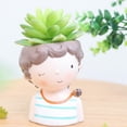 thumbnail image 2 of Cute Girl Boy Cartoon Maceta Maceta De Resina Suculenta Plantador Decoración H, 2 of 9