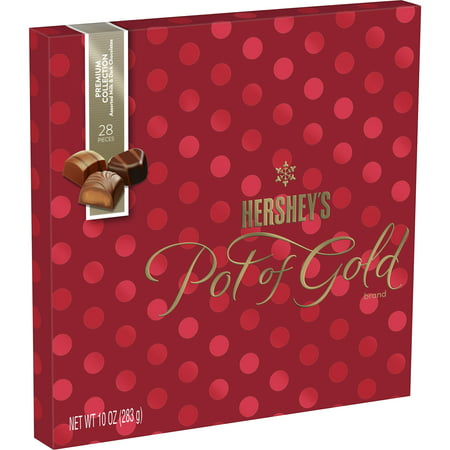 Hershey's Pot of Gold, Assorted Milk and Dark Chocolate Premium Candy, 10