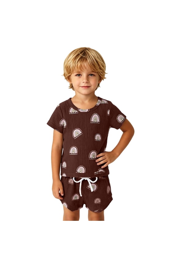 Kids Novelty Fashion Clothes Crew Neck Short Sleeve Graphic Cartoon Tee and Shorts Everyday Active Wear Outfit Suit