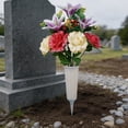 thumbnail image 5 of Artificial Bouquet, Peacock Rose Fake Floral Arrangement, Outdoor Cemetery Memorial Decor, Realistic Faux Flower Stake for Grave, Holiday, Garden & Remembrance Use, 5 of 7
