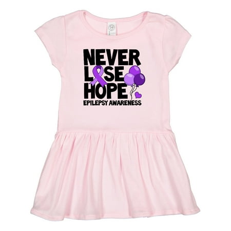 

Inktastic Never Lose Hope Epilepsy Awareness with Balloons and Purple Ribbon Gift Toddler Girl Dress