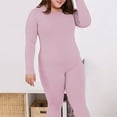 thumbnail image 5 of IQPE Plus Size Thermal Underwear for Women Fleece Lined Base Layer Set Extended Sizes Lightweight Brushed Top and Bottom Navy XXXXXL, 5 of 6