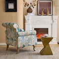 thumbnail image 5 of Ktaxon Floral Print Velvet Accent Chair with Lumbar Pillow, Upholstered Club Chair with Rubber Wood Legs, Living Room Armchair for Bedroom Reading Corner Beige, 5 of 10