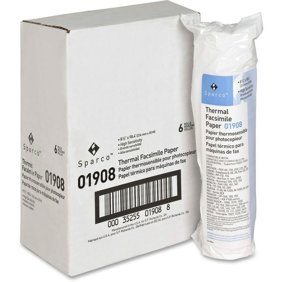 Business Source Thermal Paper - White - 8 1/2" x 98 ft - 6 / Carton | Bundle of 5