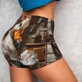 thumbnail image 4 of Balery Cartoon Scottish Duck Pantalones cortos de entrenamiento estampados para mujer, sin costuras, ajustados, para gimnasio, yoga, correr, deportes, ejercicio activo, fitness.-Large, 4 of 8