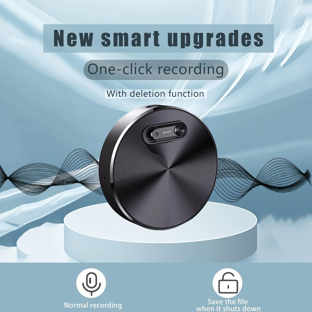 Smart Voice Recorder: One-Touch HD Recording, Noise Reduction, Long Battery & Large Storage, Voice-to-Text, MP3 Playback, Sleek Black Design