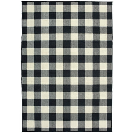 Laurette Geometric Outdoor Area Rug  Black/ Ivory 2  5  x 8