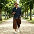 thumbnail image 7 of Men's Baggy Sweat Shorts Solid Y2k Shorts Casual Under Knee Shorts 3/4 Gym Shorts with Big Pockets, 7 of 7