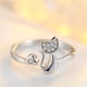 thumbnail image 4 of Fiudx Anillo de Circón, Elegante Anillo Abierto En Piedra y Corazón, Anillo de Pareja de Oro Blanco Rodiado, Regalo de Año Nuevo para Mujer, Joyería de Moda, Diseño Ligero., 4 of 7