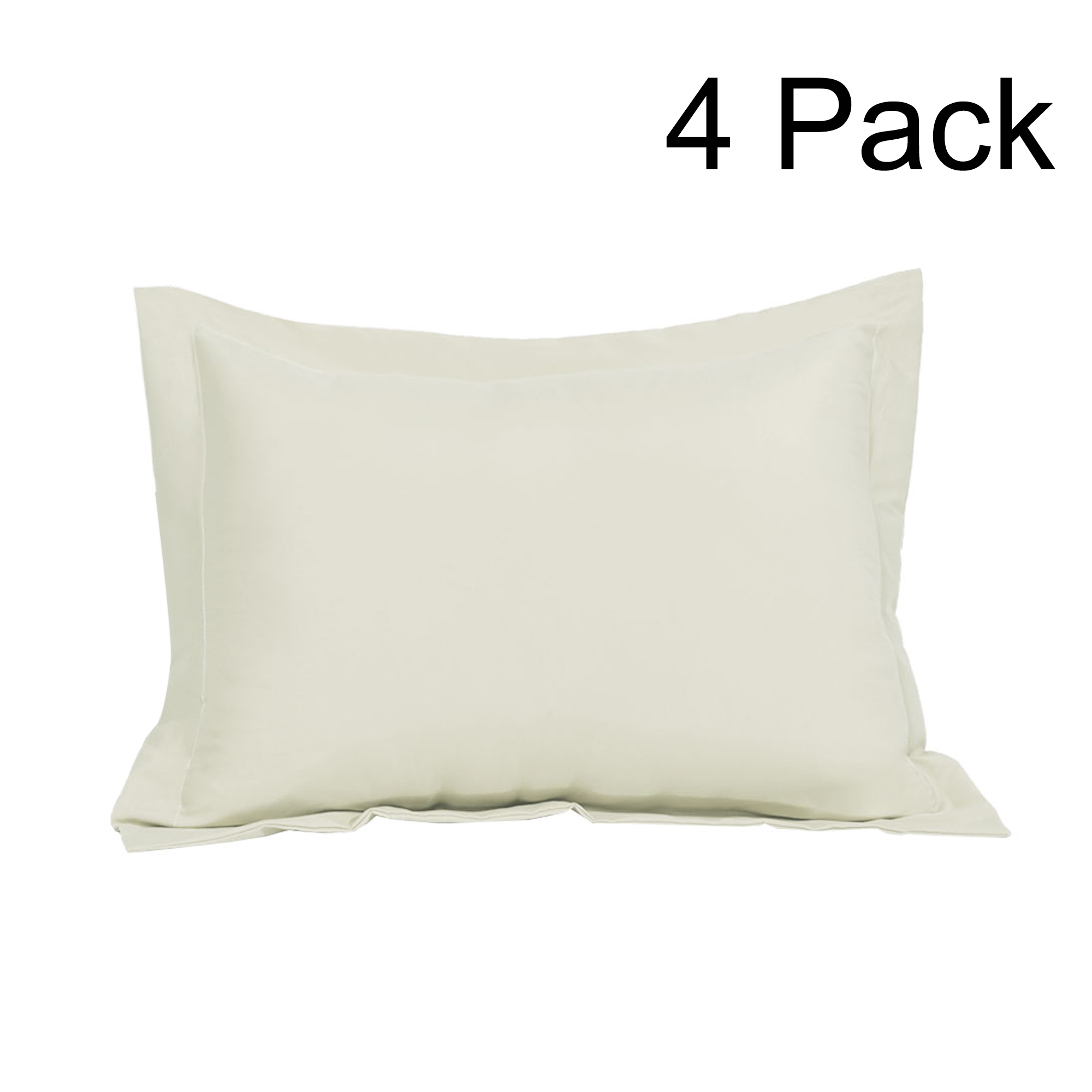 4 Pack Pillow Shams Soft 1800 Microfiber Oxford Pillowcases Cream Queen