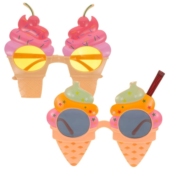 BESTYASH 2Pcs Ice Cream Themed Plastic Party Sunglasses Lightweight Portable Luau Accessory for Adults