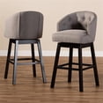 thumbnail image 7 of Baxton Studio Theron Transitional Gray Fabric Upholstered Wood Swivel Bar Stool Set of 2, 7 of 7