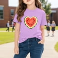 thumbnail image 5 of DAETIROS Purple Boys Cotton Heart Watermelon Graphic Tee Short Sleeve Crewneck Kids Summer Valentine T-Shirt,Size 3 T, 5 of 9