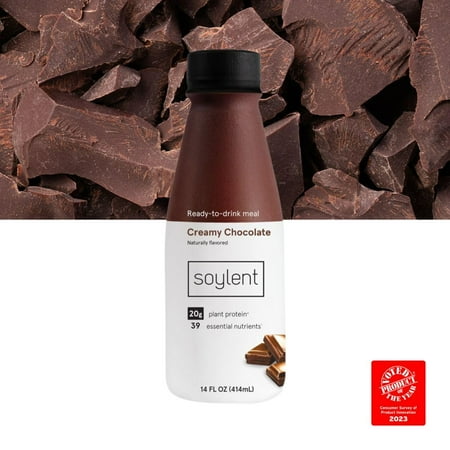 Soylent Vegan Meal Replacement Shake 14 Oz Ready to Drink Plant Protein Shakes, 12 Pack, Creamy Chocolate