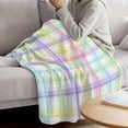 thumbnail image 3 of White Grid Blanket Soft Cozy Warm Throw Blanket for Couch, Plush Fuzzy Flannel Fleece Blankets for Sofa, Colorful Plaid Modern Geometric Pattern Bed Blankets Lightweight Gifts for Women, 40"x50", 3 of 9