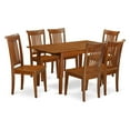 thumbnail image 2 of 7 Pc set Rectangular Kitchen Table having 12" Leaf and 6 Wood Dinette Chairs in Saddle Brown, 2 of 2